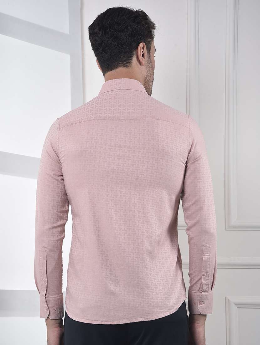 men self design long sleeve slim fit casual shirt - 21984763 -  Standard Image - 3