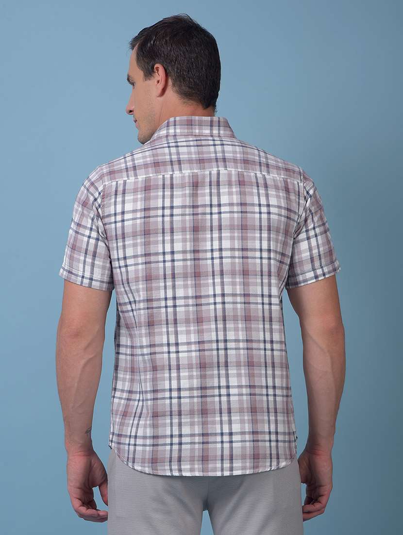 men checkered short sleeve slim fit casual shirt - 21984778 -  Standard Image - 3