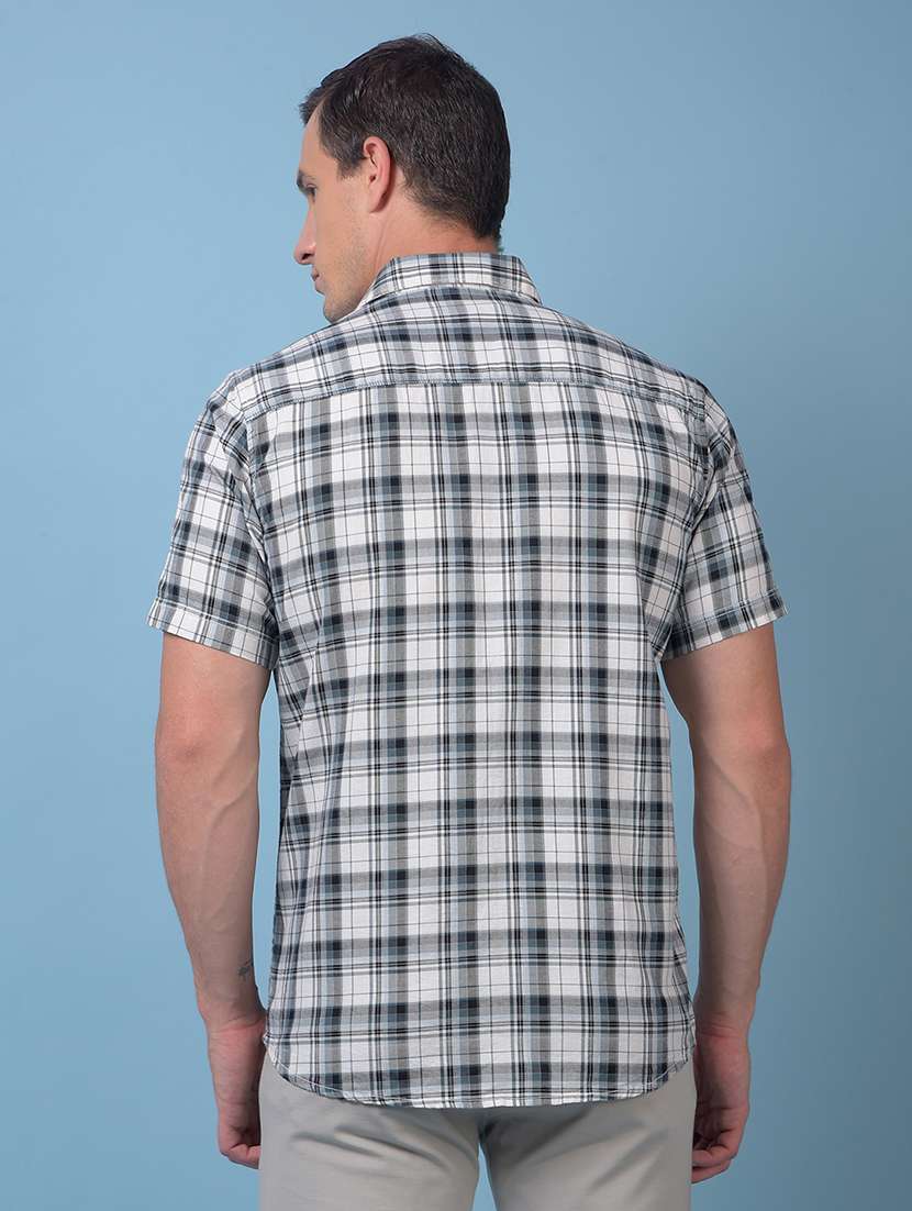 men checkered short sleeve slim fit casual shirt - 21984779 -  Standard Image - 3