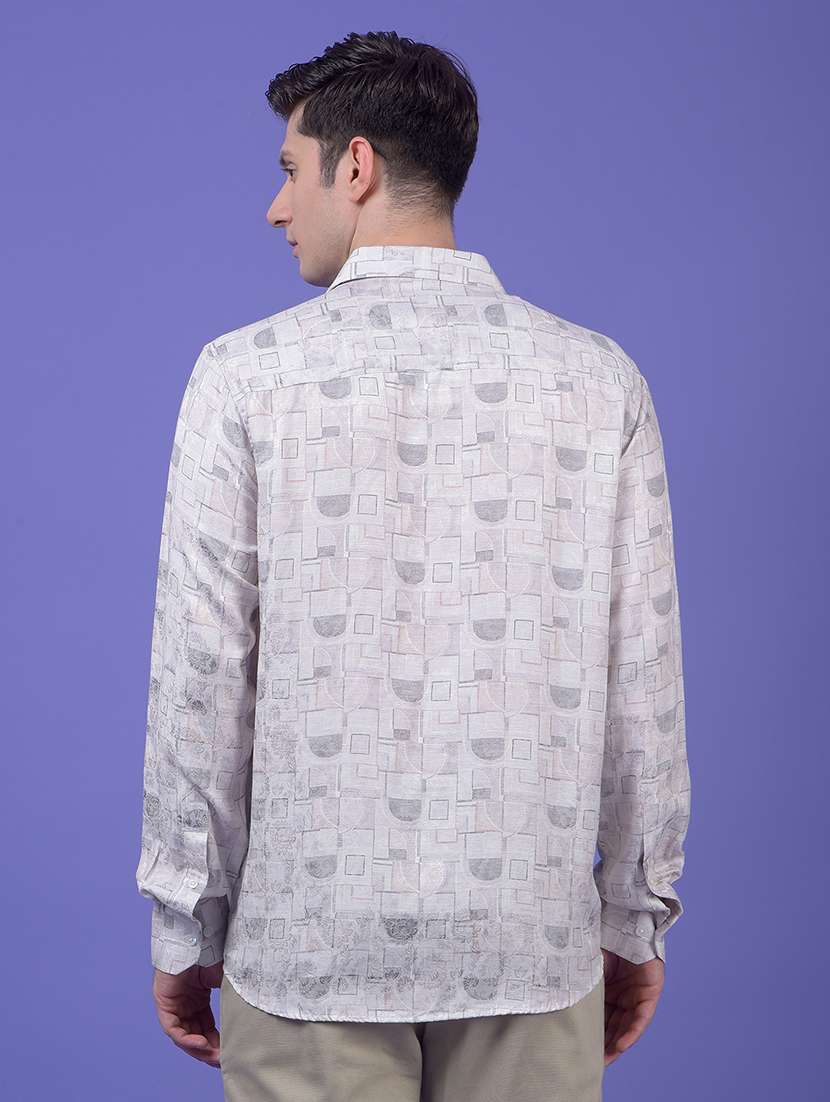 men printed long sleeve slim fit casual shirt - 21984817 - Standard Image - 3