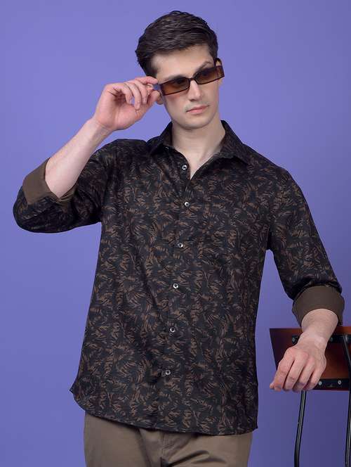 men printed long sleeve slim fit casual shirt - 21984821 - Standard Image - 0
