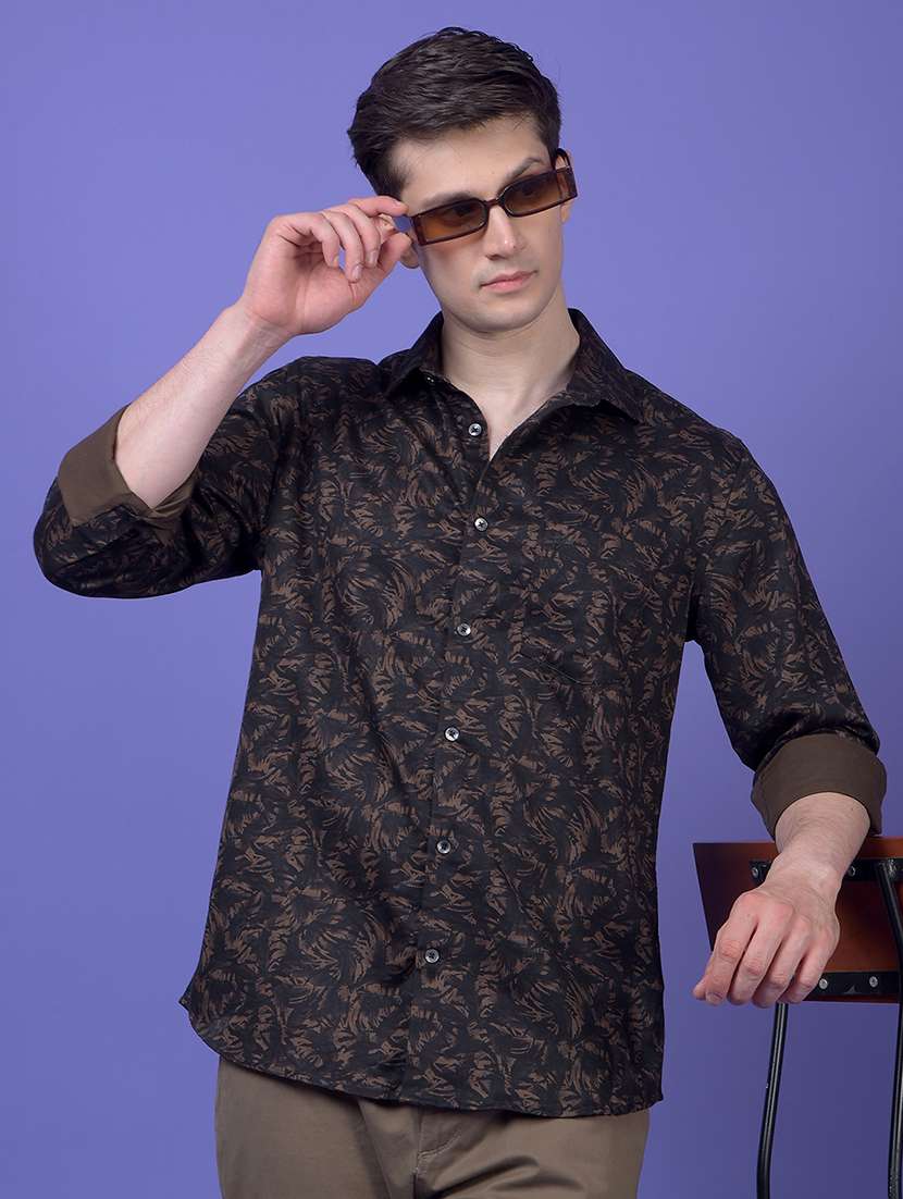 men printed long sleeve slim fit casual shirt - 21984821 - Zoom Image - 0