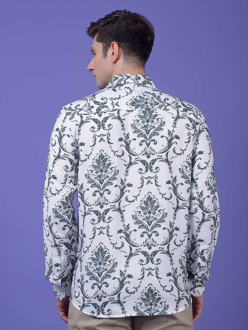 men printed long sleeve slim fit casual shirt - 21984825 - Standard Image - 3
