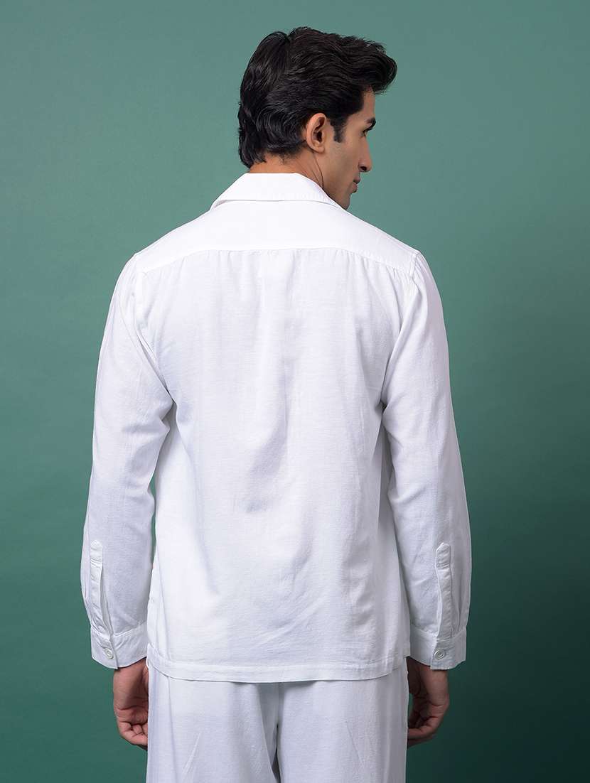 white cotton blend casual shirt - 21984830 - Standard Image - 3