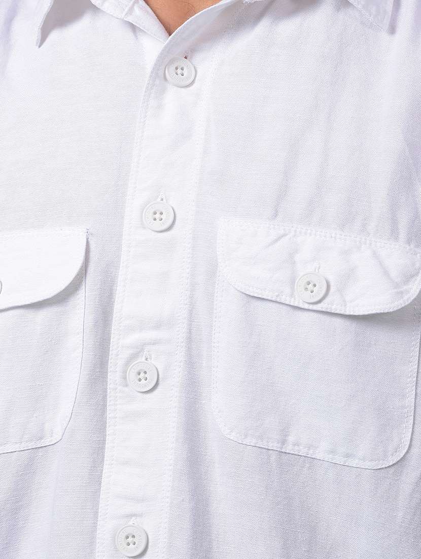 white cotton blend casual shirt - 21984830 - Standard Image - 5