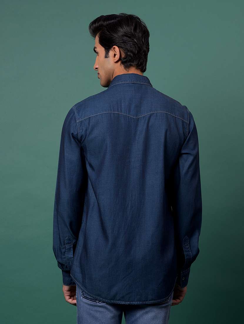 blue cotton casual shirt - 21984832 - Standard Image - 3