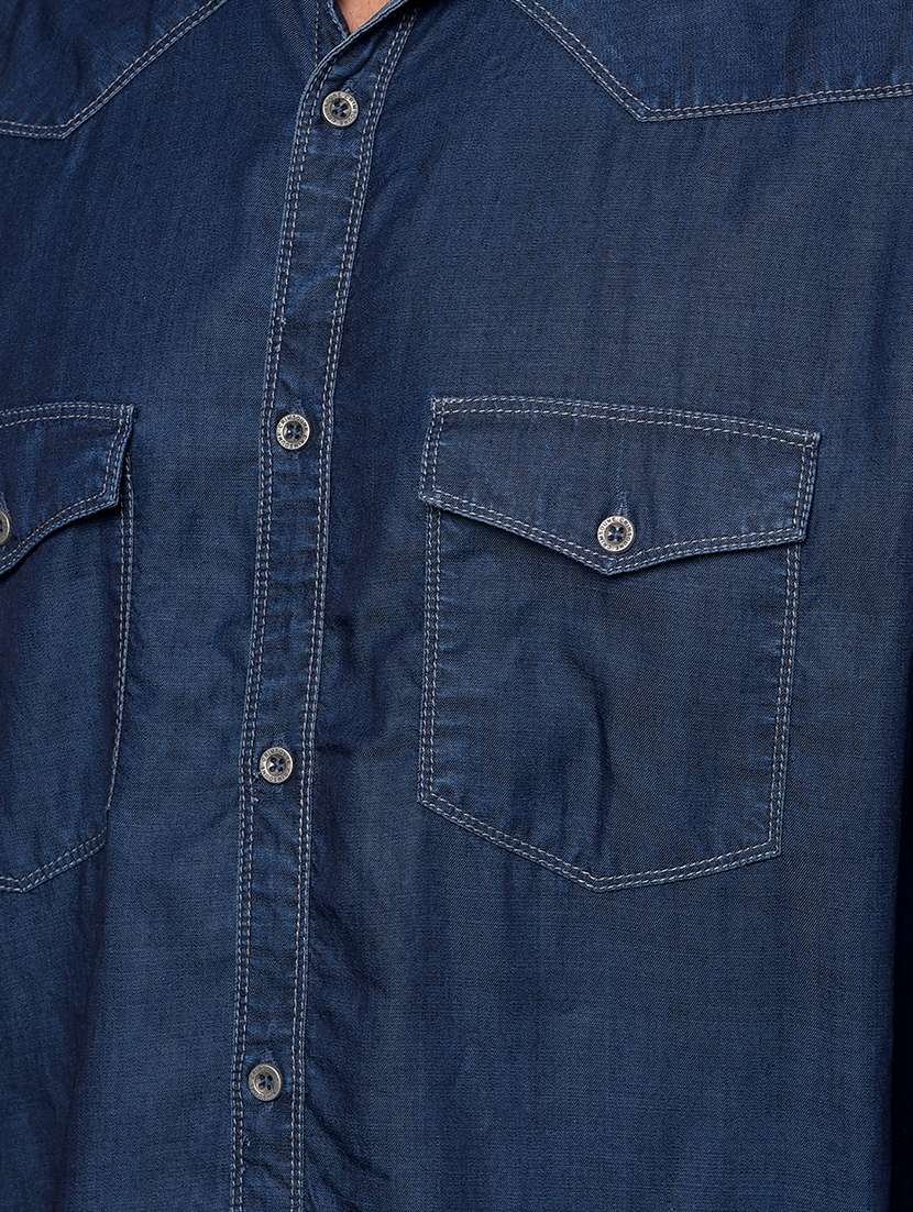 blue cotton casual shirt - 21984832 - Standard Image - 5