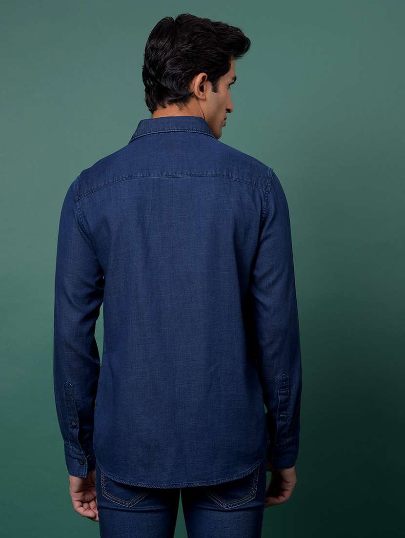 blue cotton casual shirt - 21984833 - Standard Image - 3