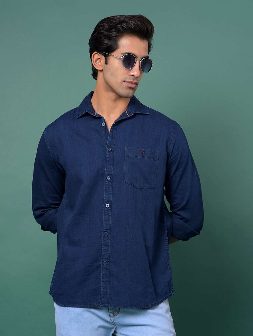 blue cotton casual shirt