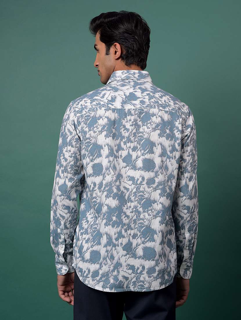 blue cotton blend casual shirt - 21984865 - Standard Image - 3