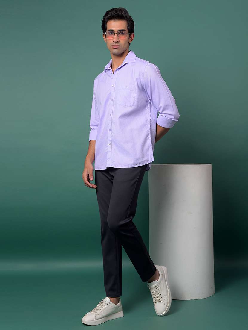 men solid long sleeve slim fit casual shirt - 21984886 -  Standard Image - 5