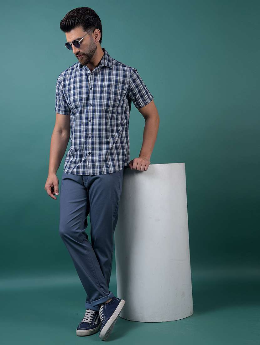 men checkered short sleeve slim fit casual shirt - 21984897 -  Standard Image - 5