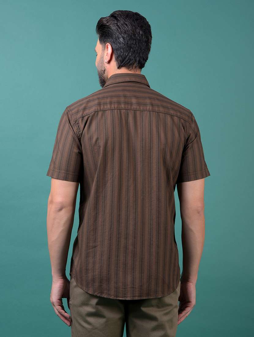 men striped short sleeve slim fit casual shirt - 21984924 -  Standard Image - 3