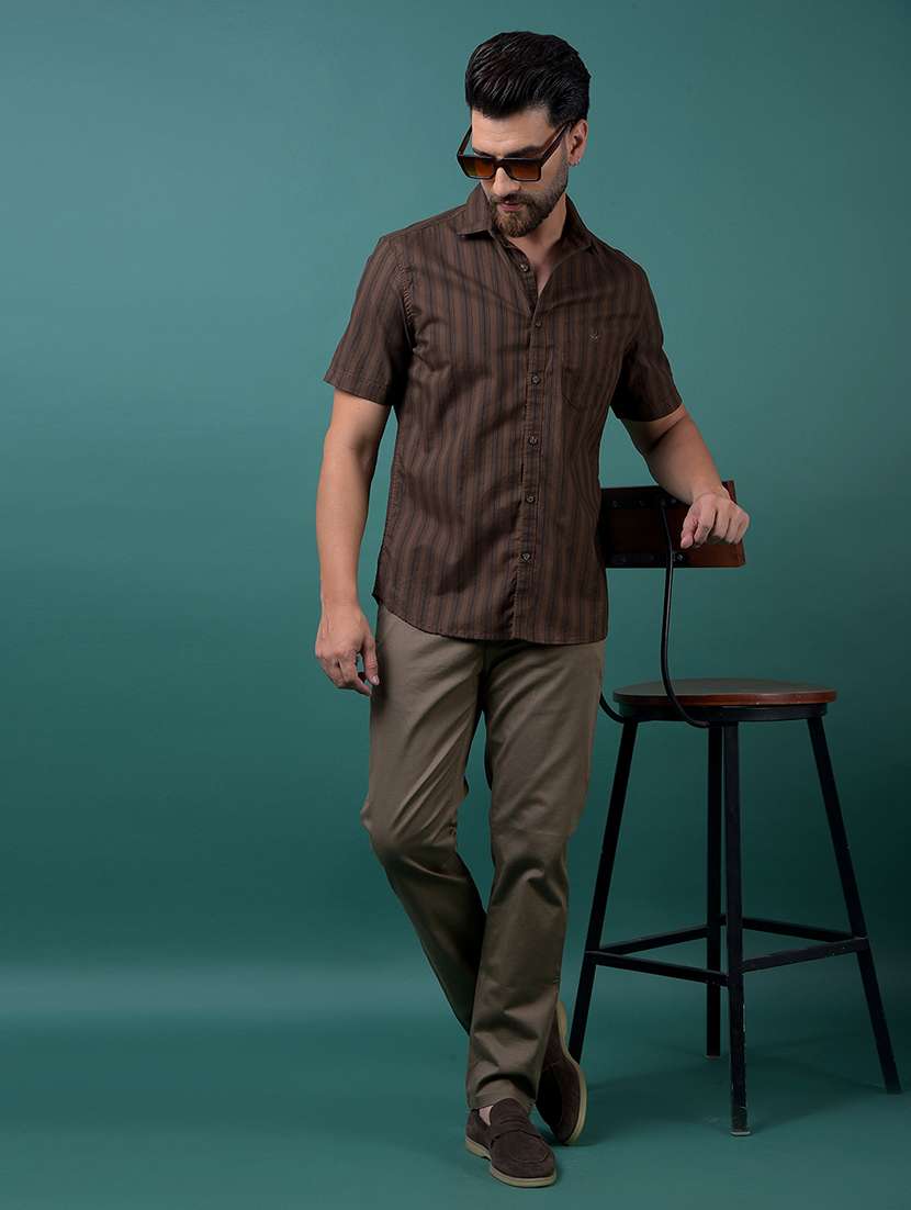 men striped short sleeve slim fit casual shirt - 21984924 -  Standard Image - 5