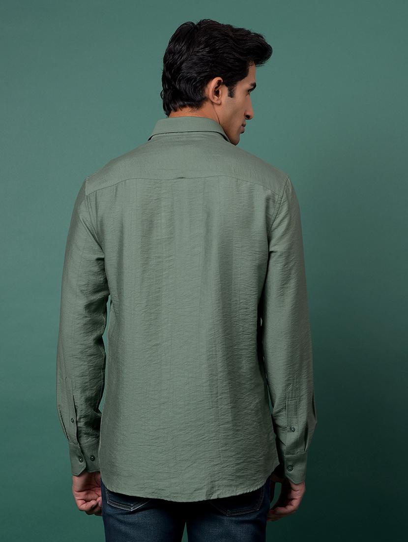 men solid long sleeve slim fit casual shirt - 21984928 - Standard Image - 3