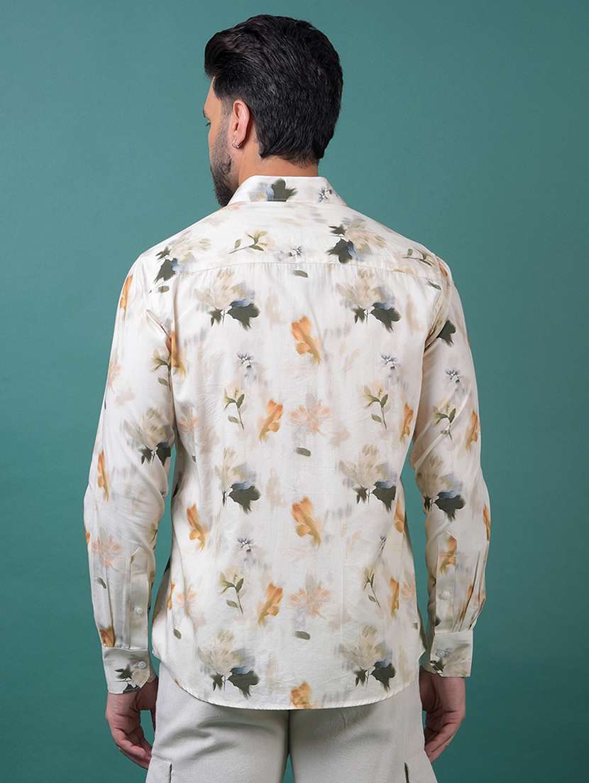 men floral printed long sleeve slim fit casual shirt - 21984940 -  Standard Image - 3