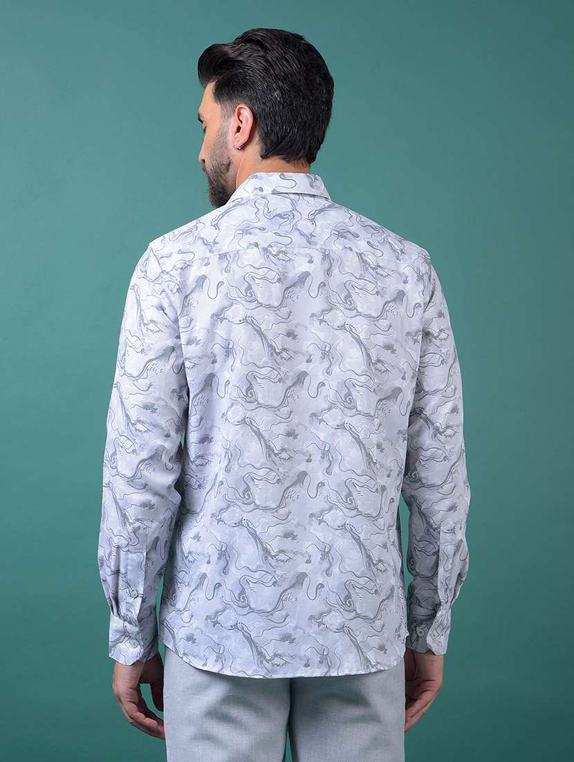 men abstract printed long sleeve slim fit casual shirt - 21984946 -  Standard Image - 3