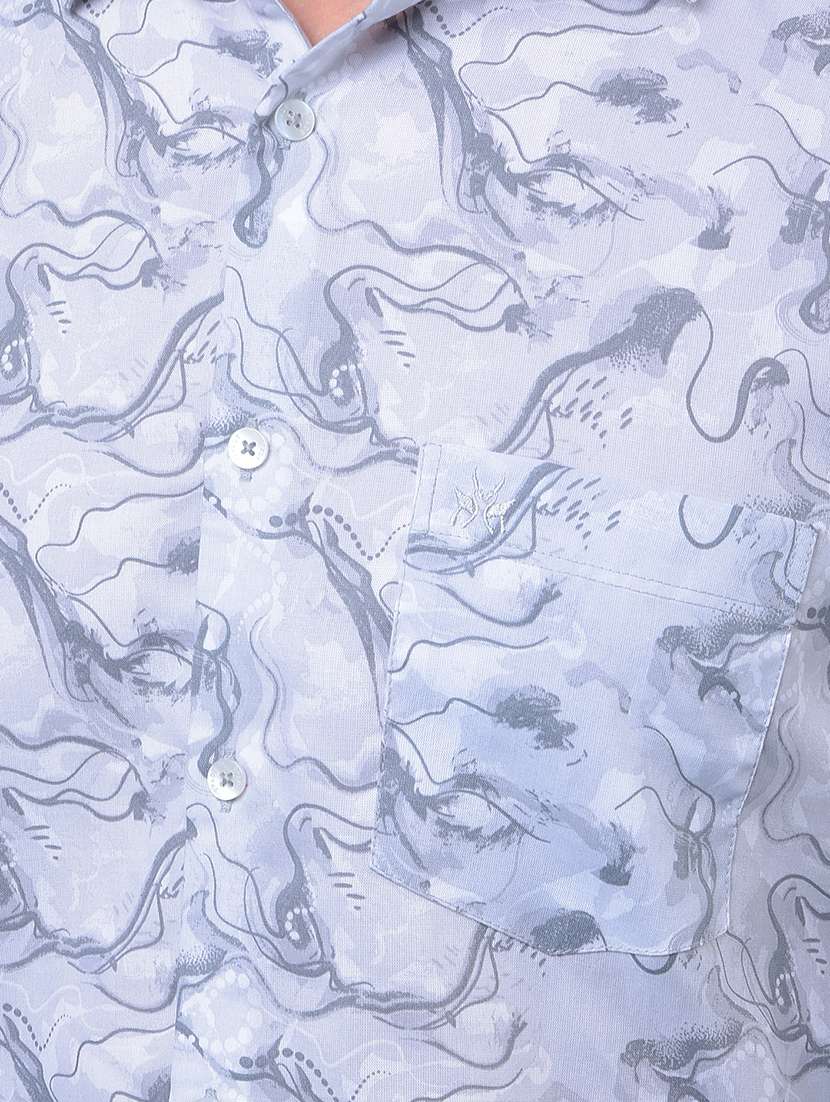 men abstract printed long sleeve slim fit casual shirt - 21984946 -  Standard Image - 5