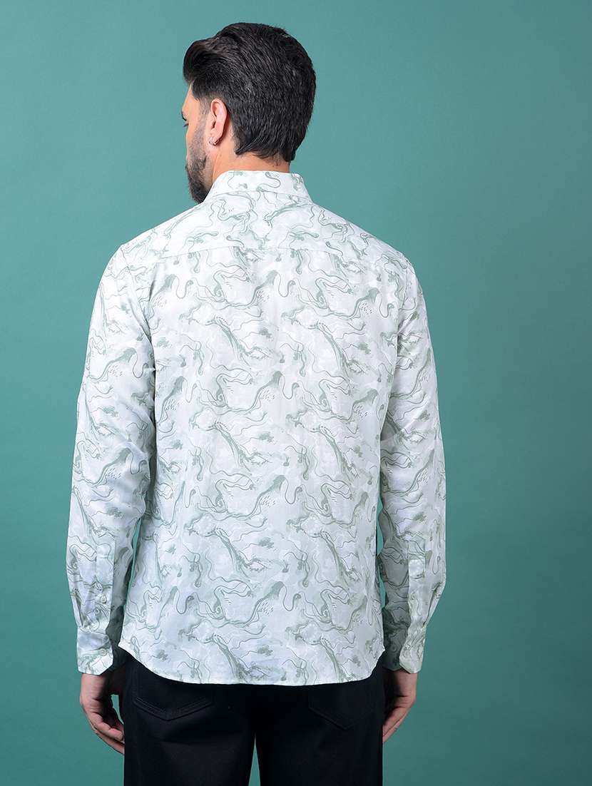 men abstract printed long sleeve slim fit casual shirt - 21984947 -  Standard Image - 3