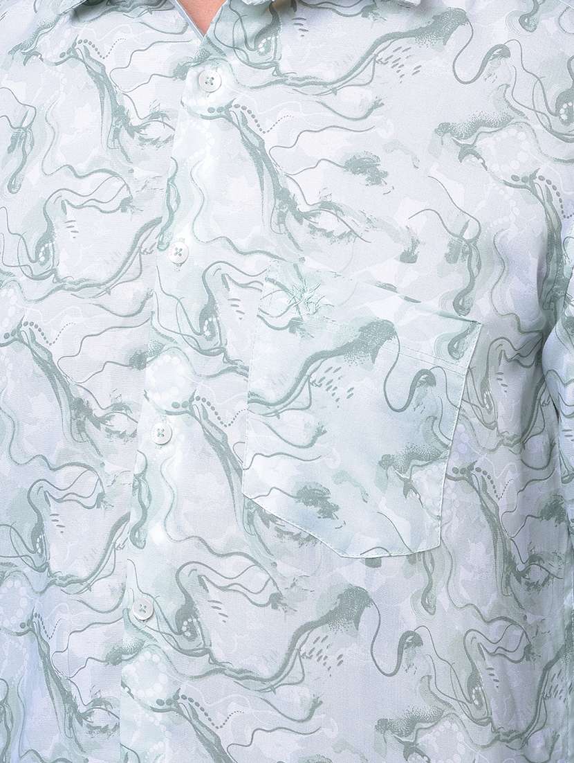 men abstract printed long sleeve slim fit casual shirt - 21984947 -  Standard Image - 5