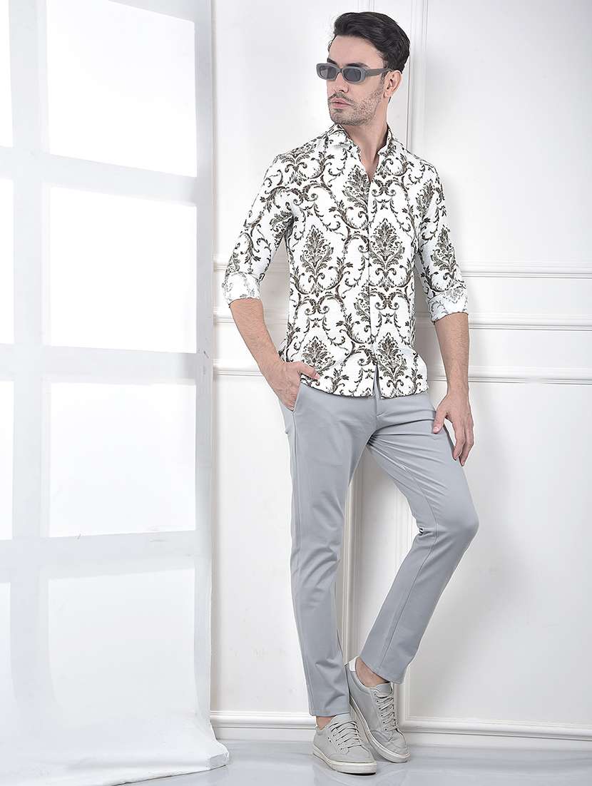 men printed long sleeve slim fit casual shirt - 21984961 -  Standard Image - 3