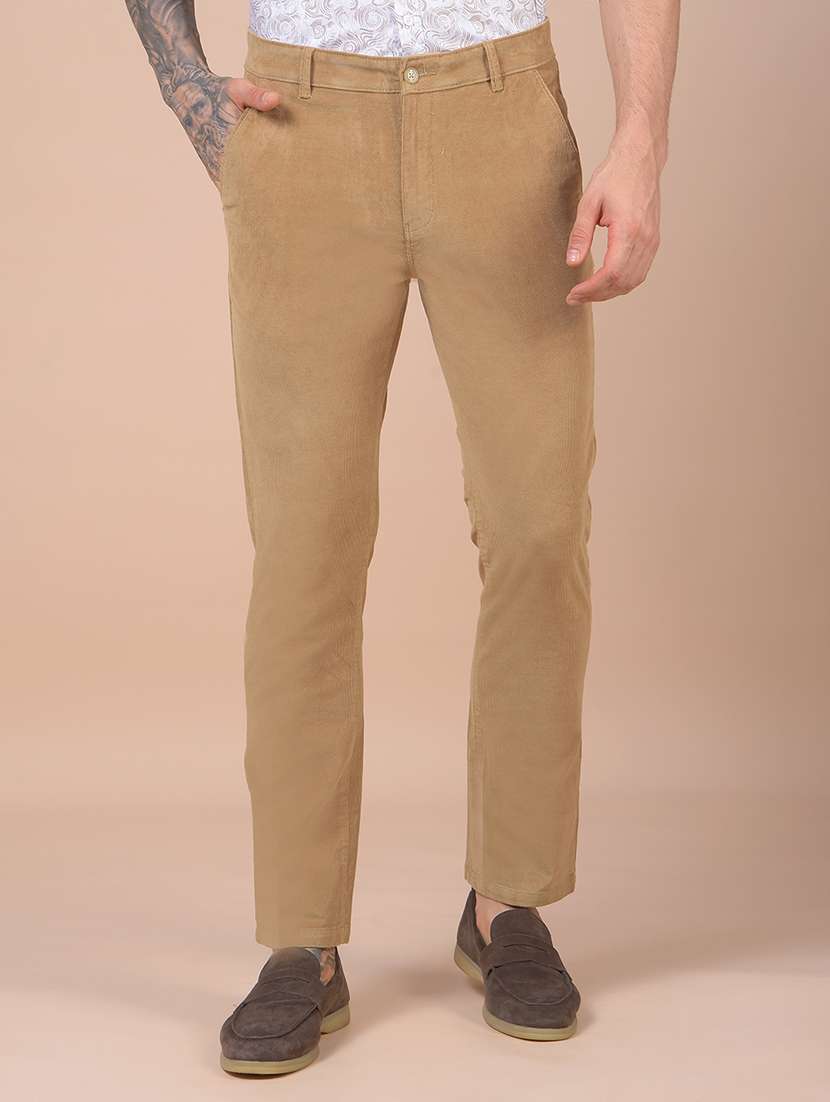 men solid mid rise straight fit corduroy trouser - 21985004 - Zoom Image - 0