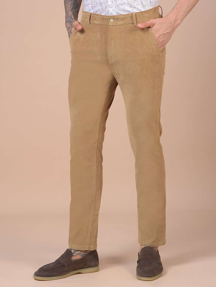 men solid mid rise straight fit corduroy trouser - 21985004 - Standard Image - 3
