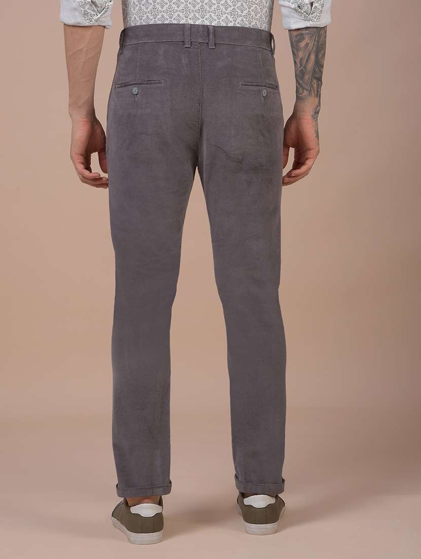 men solid mid rise slim fit corduroy trouser - 21985006 - Standard Image - 3