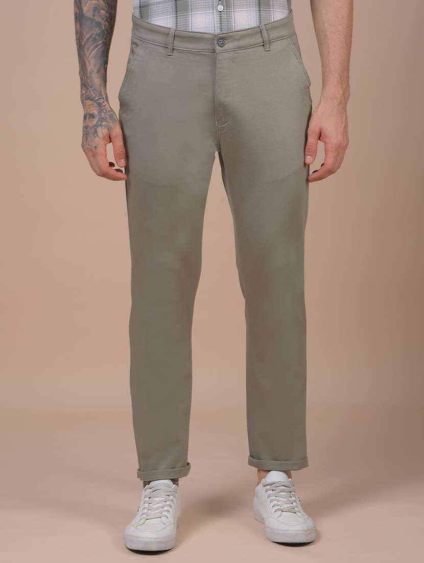 men solid mid rise slim fit chinos 