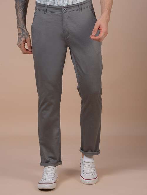 men solid mid rise straight fit chinos - 21985025 - Standard Image - 0