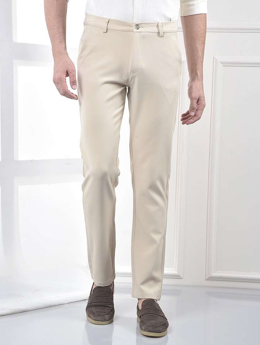 men solid mid rise slim fit chinos 