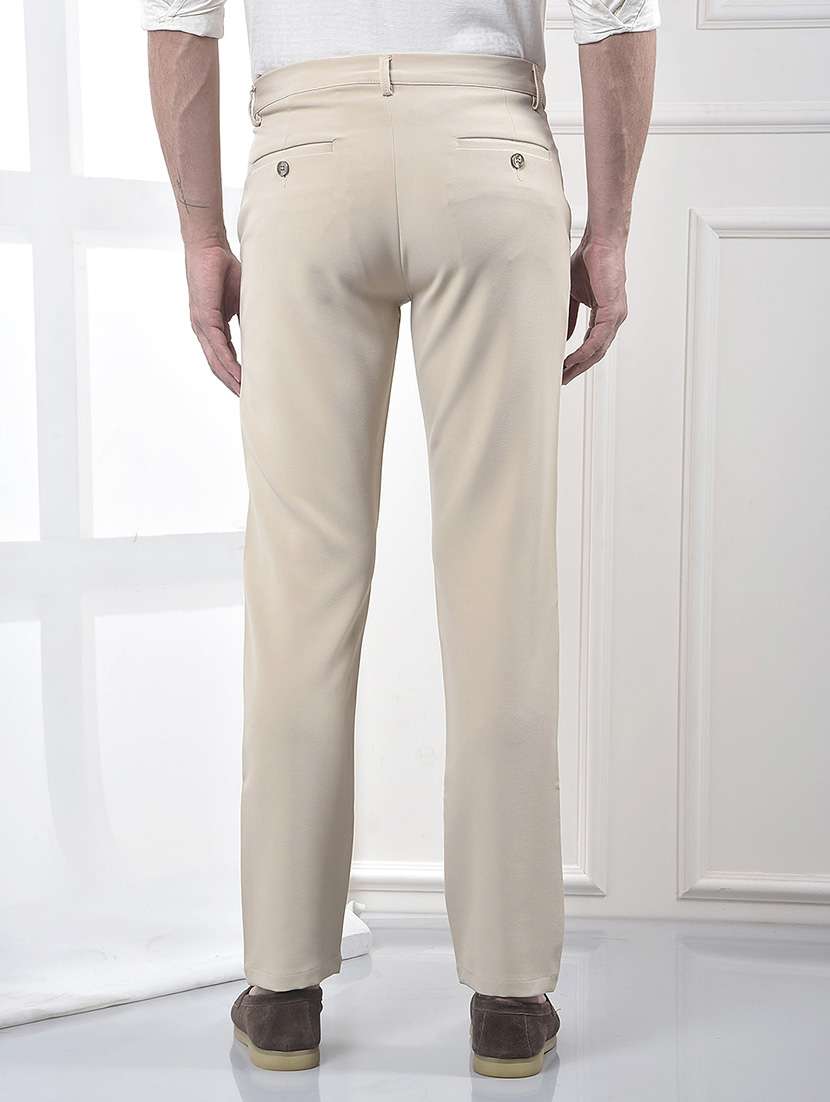 men solid mid rise slim fit chinos  - 21985032 -  Standard Image - 3