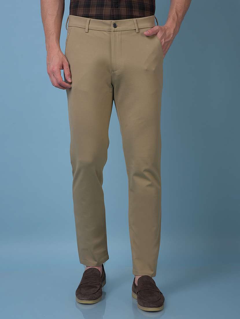 men solid mid rise slim fit chinos 