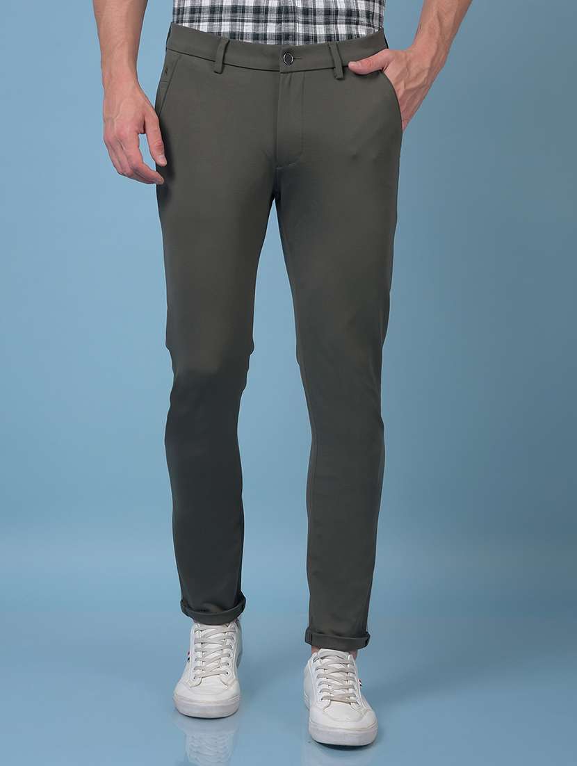 men solid mid rise slim fit chinos 