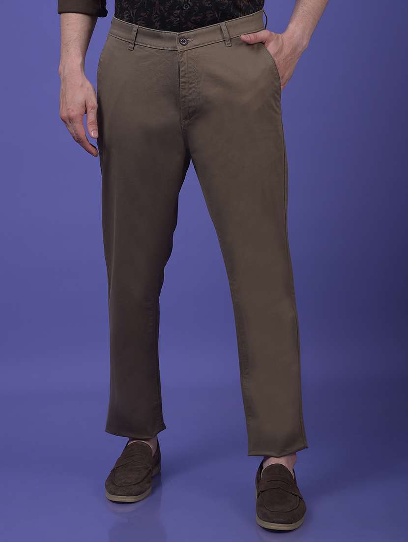 men solid mid rise straight fit chinos 