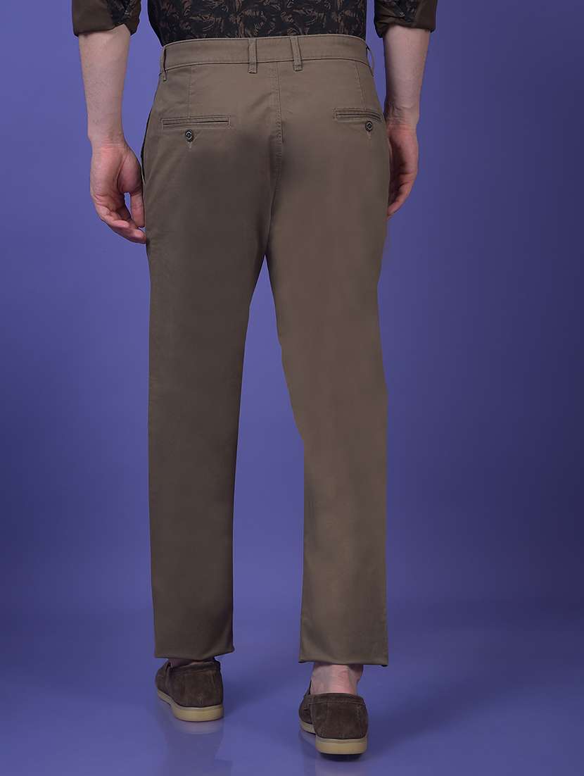 men solid mid rise straight fit chinos - 21985058 - Standard Image - 3