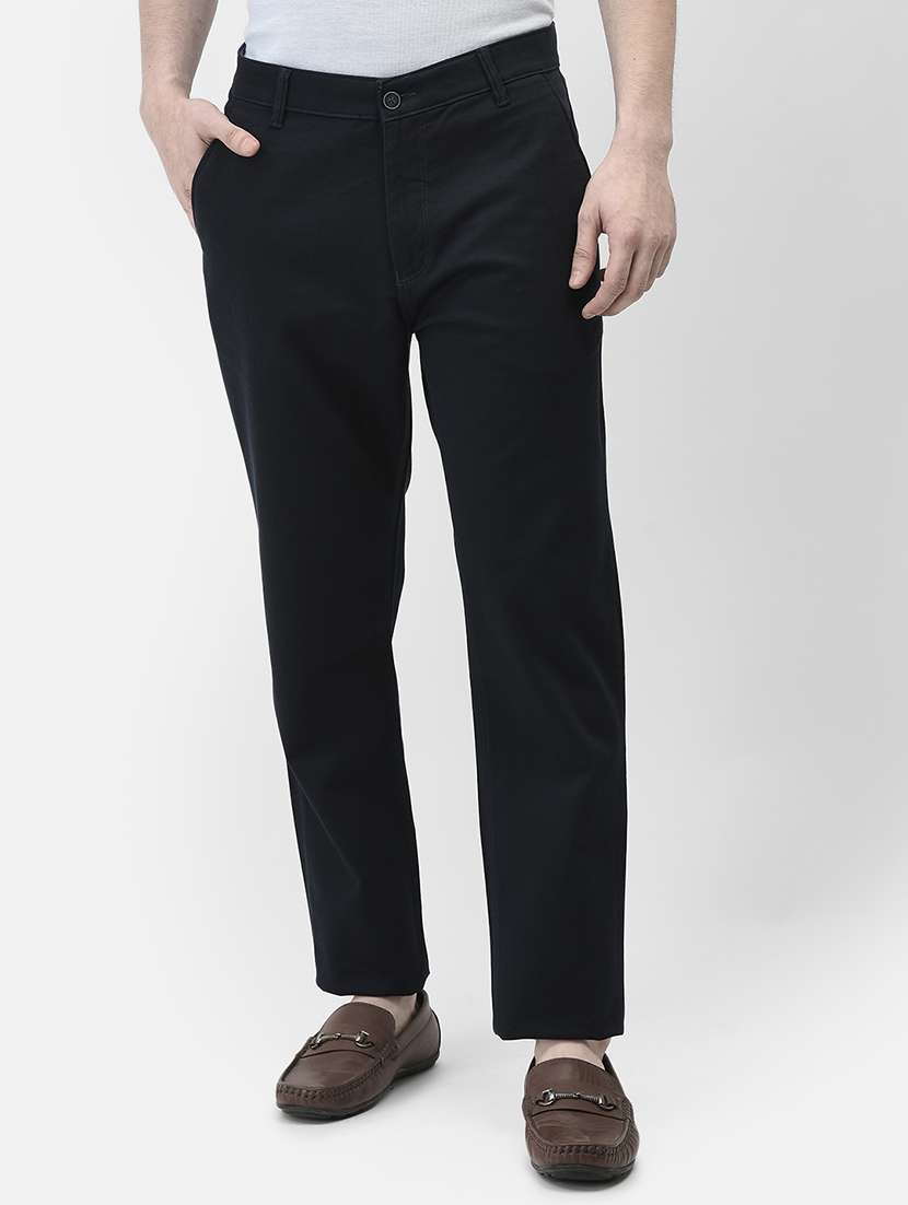 men solid mid rise straight fit chinos 