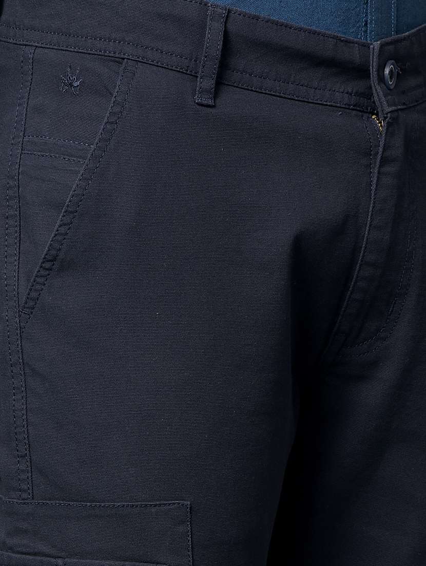 men navy blue solid mid rise regular fit cargo - 21985078 -  Standard Image - 5