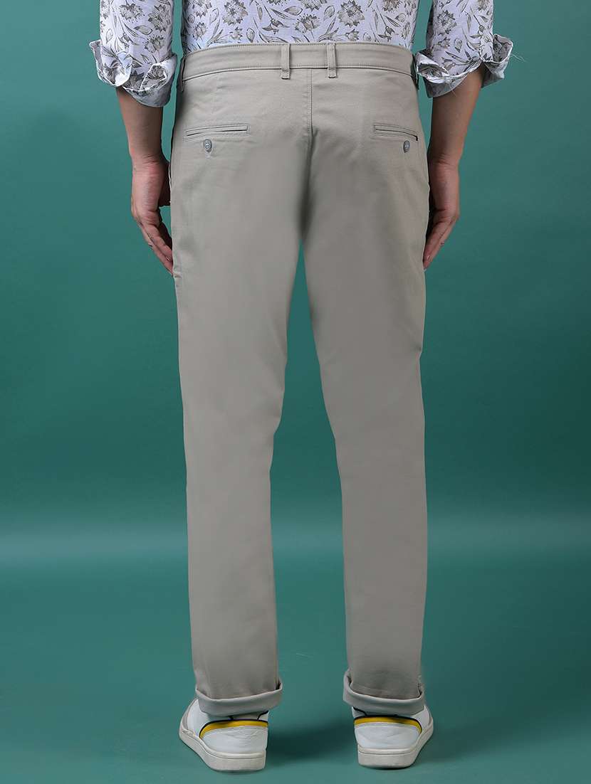men solid mid rise slim fit chinos - 21985080 - Standard Image - 3