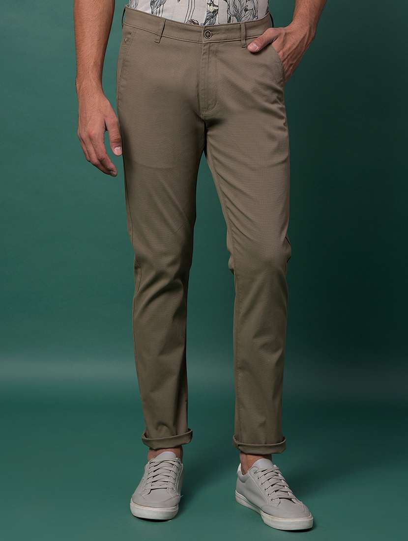 men solid mid rise slim fit chinos 