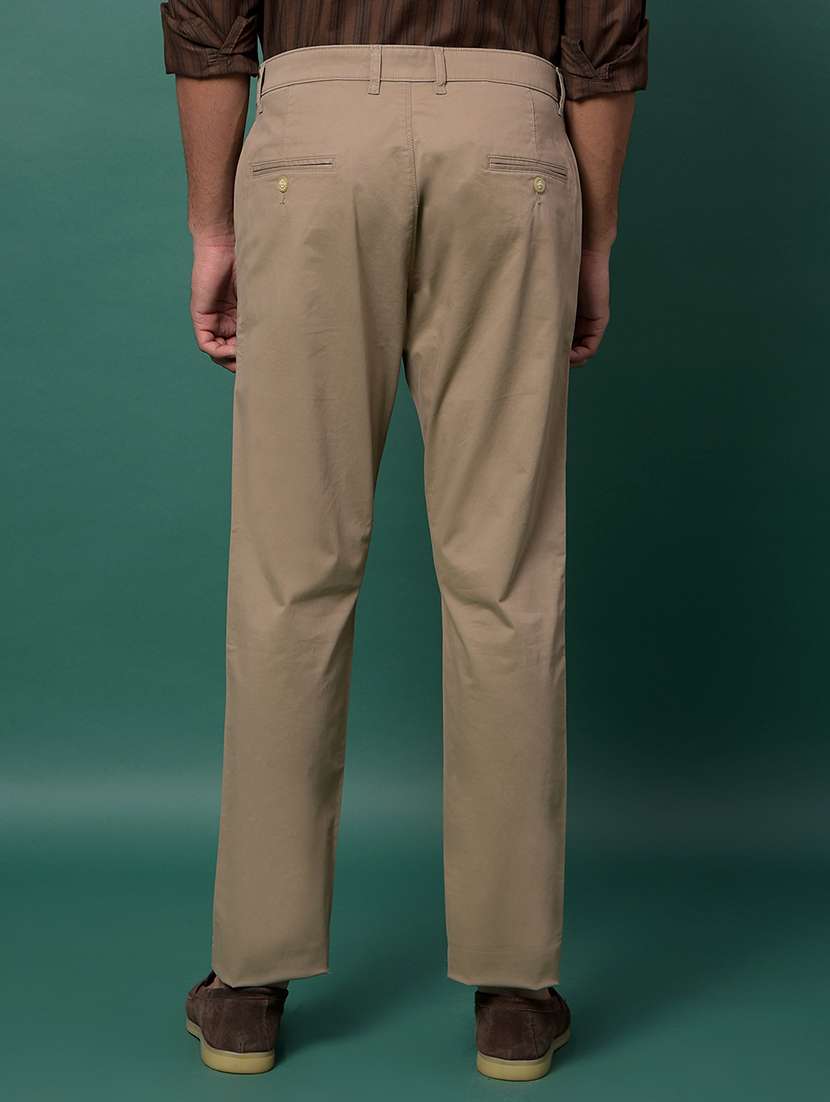 men solid mid rise straight fit chinos - 21985085 - Standard Image - 3