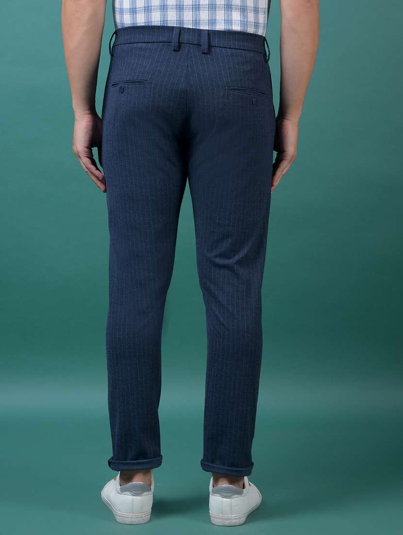 men striped mid rise slim fit chinos - 21985096 - Standard Image - 3