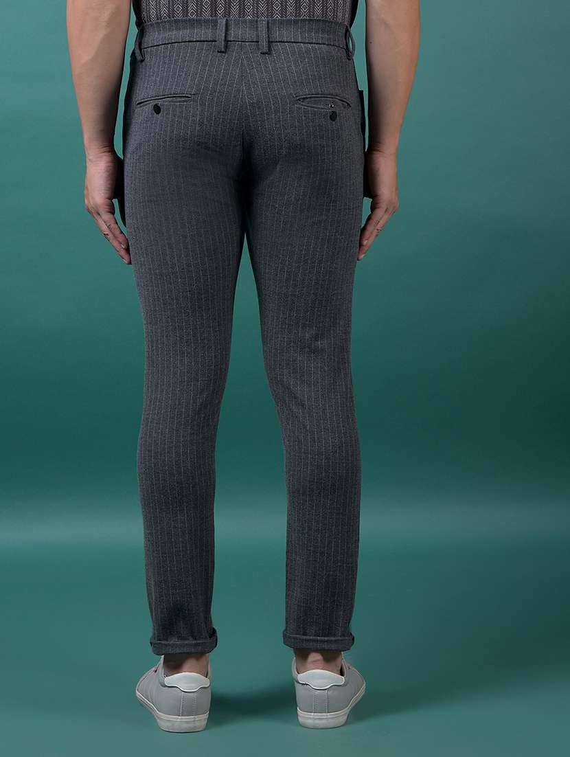 men striped mid rise slim fit chinos - 21985097 - Standard Image - 3