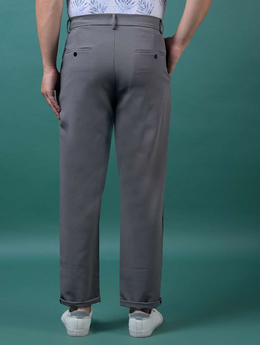 men solid mid rise straight fit chinos - 21985099 - Standard Image - 3
