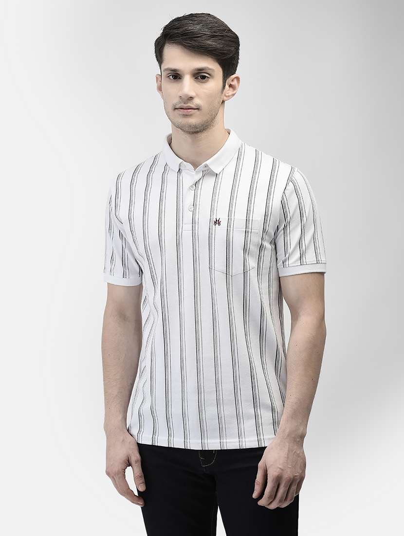 men striped short sleeve regular fit polo t-shirt