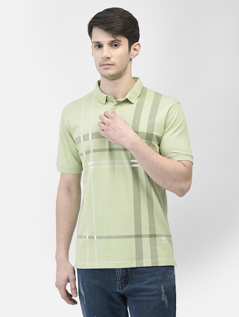 men checkered short sleeve regular fit polo t-shirt