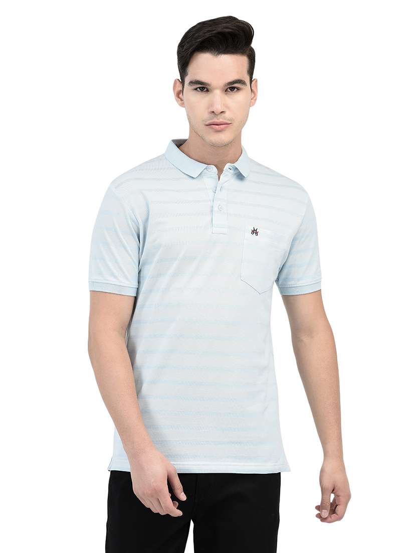 men striped short sleeve regular fit polo t-shirt