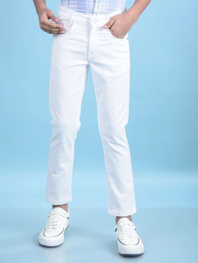 boys solid mid rise slim fit jeans