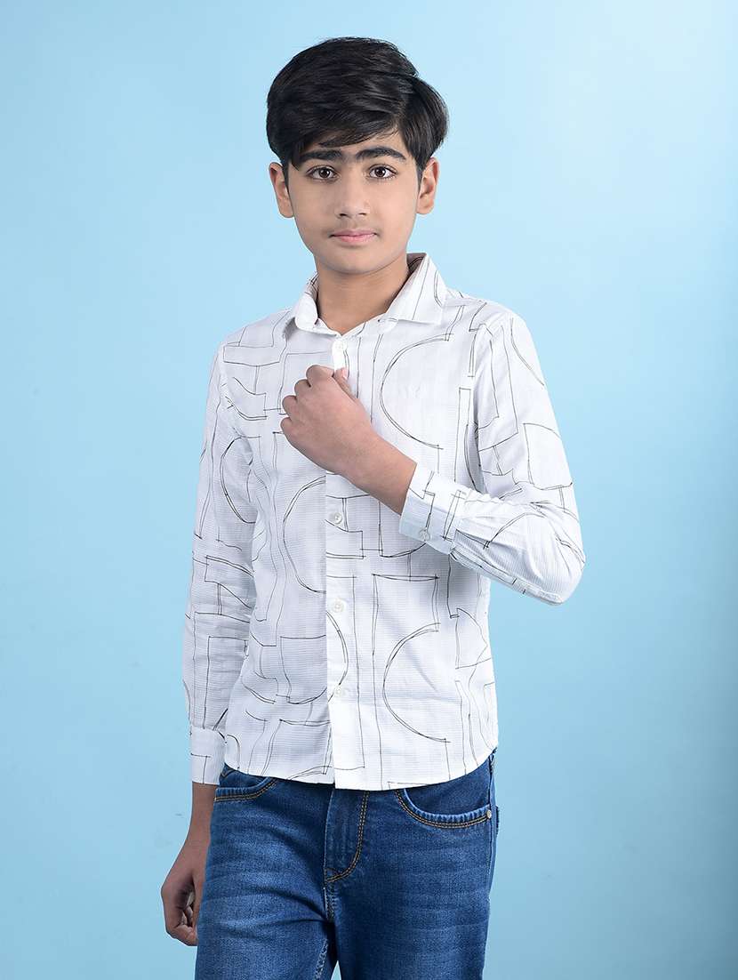 boys printed collared regular fit shirt