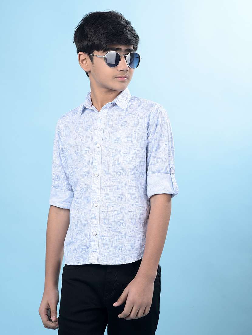 boys printed collared regular fit shirt